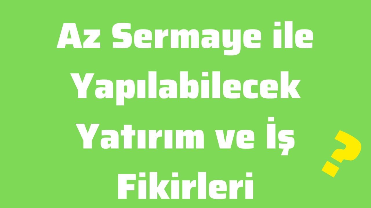 Az Sermaye ile Yapılabilecek Yatırım ve İş Fikirleri