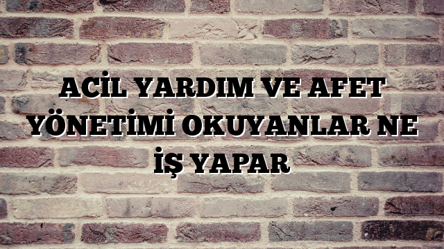 ACİL YARDIM VE AFET YÖNETİMİ OKUYANLAR NE İŞ YAPAR