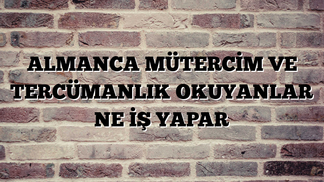 ALMANCA MÜTERCİM VE TERCÜMANLIK OKUYANLAR NE İŞ YAPAR