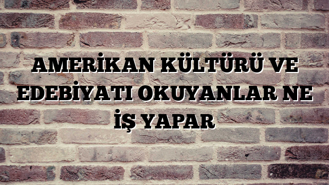 AMERİKAN KÜLTÜRÜ VE EDEBİYATI OKUYANLAR NE İŞ YAPAR